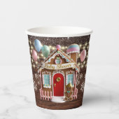 冬の素朴ギンガーブレッドハウスベビーシャワー 紙コップ (正面)