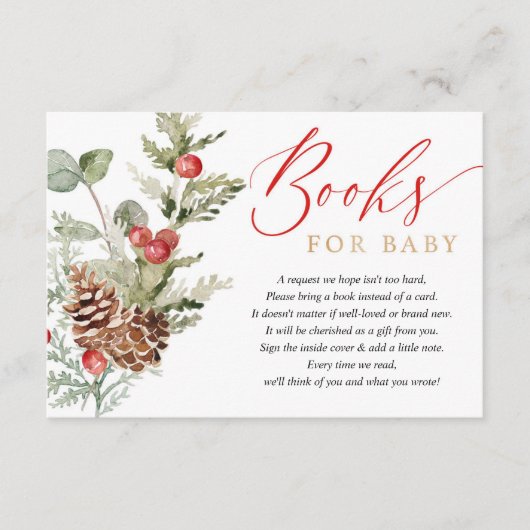 冬の素朴クリスマスの紅葉のブックリクエスト エンクロージャーカード (正面)