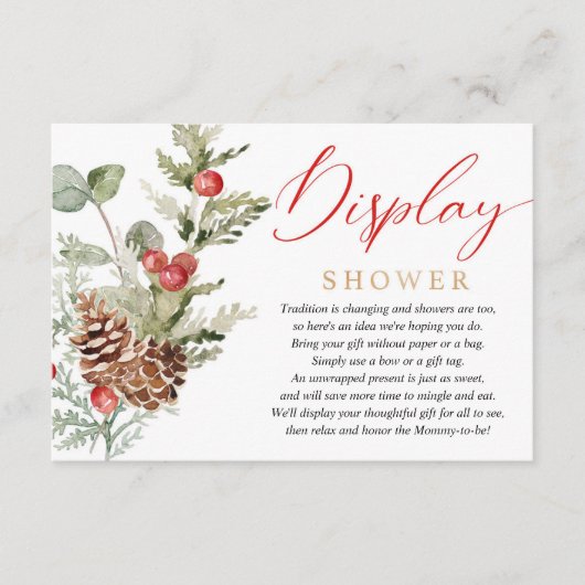 冬の素朴クリスマスの葉はシャワーを表示 エンクロージャーカード (正面)