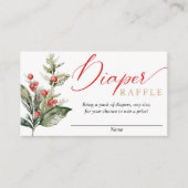 冬の素朴クリスマスの赤ちゃんシャワーおむつラッフル エンクロージャーカード (正面)