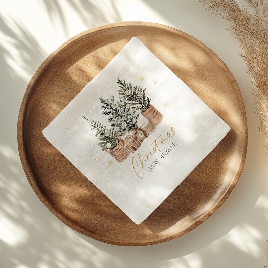 冬の素朴クリスマスツリーベビーシャワー スタンダードカクテルナプキン