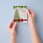 冬の素朴クリスマスツリー招待状プログラムメニュー チラシ (手)