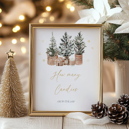 冬の素朴クリスマスツリー数 ポスター