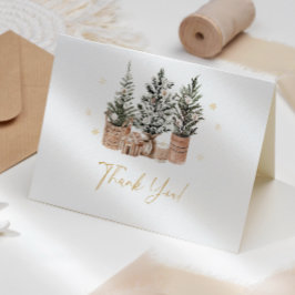 冬の素朴クリスマスツリー サンキューカード
