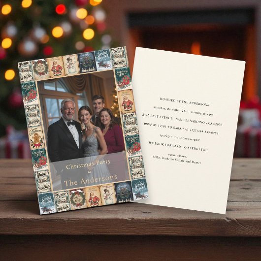 冬の素朴クリスマスフォトパーティの招待状 招待状