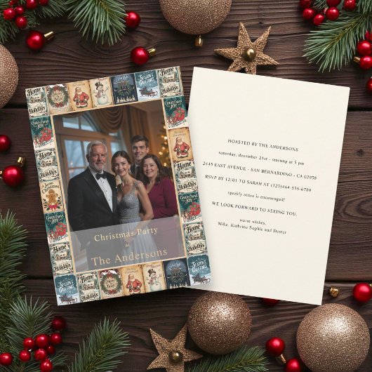 冬の素朴クリスマスフォトパーティの招待状 招待状