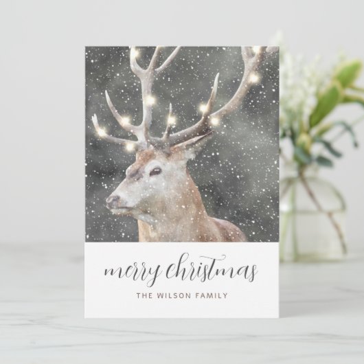 冬の素朴スタッグメリークリスマス 招待状 (スタンド正面)