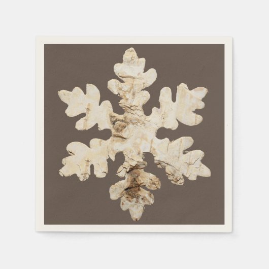 冬の素朴バーチウッド雪の薄茶色の白 スタンダードカクテルナプキン (正面)