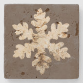 冬の素朴バーチウッド雪の薄茶色の白 ストーンコースター (正面)