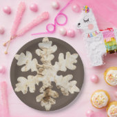 冬の素朴バーチウッド雪の薄茶色の白 ペーパープレート (パーティー)