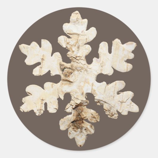 冬の素朴バーチウッド雪の薄茶色の白 ラウンドシール (正面)