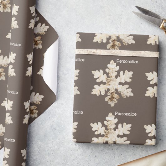 冬の素朴バーチウッド雪の薄茶色の白 ラッピングペーパー