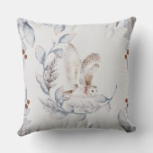 冬の素朴フクロウの果実の枝の小枝自然 クッション (裏面)