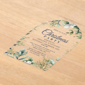 冬の素朴フローラクリスマスパーティー アクリル招待状 (レイダウン)