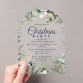 冬の素朴フローラクリスマスパーティー アクリル招待状 (インサイチュ (ポータブル))