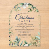 冬の素朴フローラクリスマスパーティー アクリル招待状 (正面)
