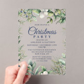 冬の素朴フローラクリスマスパーティー アクリル招待状 (インサイチュ (ポータブル))