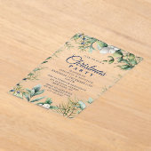 冬の素朴フローラクリスマスパーティー アクリル招待状 (レイダウン)