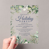 冬の素朴フローラクリスマスホリデー アクリル招待状 (インサイチュ (ポータブル))