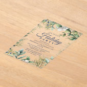 冬の素朴フローラクリスマスホリデー アクリル招待状 (レイダウン)