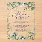 冬の素朴フローラクリスマスホリデー アクリル招待状 (正面)