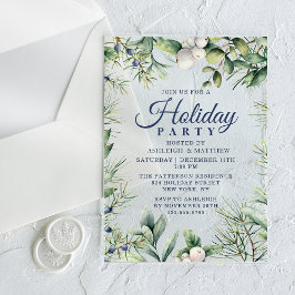 冬の素朴フローラクリスマスホリデー アクリル招待状