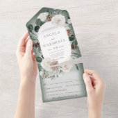 冬の素朴フローラグリーンディナー オールインワン招待状 (貼ってはがせる)