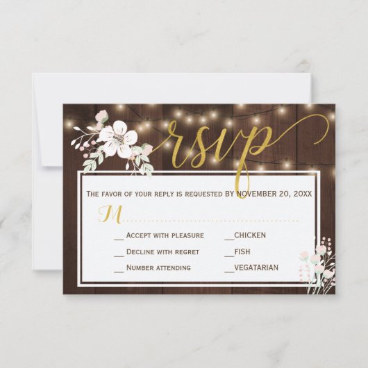 冬の素朴フローラバーンウッドミールのオプション 出欠カード (正面)