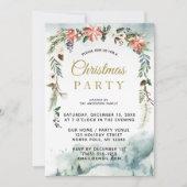 冬の素朴フローラフォレストのクリスマスパーティー 招待状 (正面)