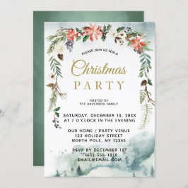 冬の素朴フローラフォレストのクリスマスパーティー 招待状