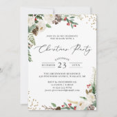 冬の素朴フローラホリーベリークリスマスパーティー 招待状 (正面)