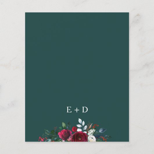 冬の素朴フローラ予算結婚式招待状 (裏面)