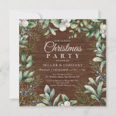 冬の素朴フローラ企業のクリスマスパーティー 招待状 (正面)