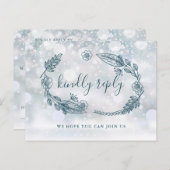 冬の素朴フローラ曲リクエストRSVPカード インビテーションポストカード (正面/裏面)