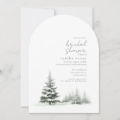冬の素朴ブライダルシャワーグリーンアーチID1049 招待状 (正面)