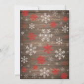 冬の素朴ブライダルシャワーレッドスノーフレーク 招待状 (裏面)