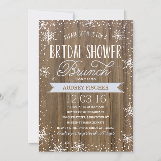 冬の素朴ブライダルシャワー 招待状 (正面)