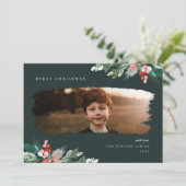 冬の素朴ベリーの緑の写真 シーズンカード (スタンド正面)