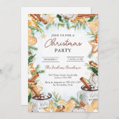 冬の素朴ホリデークリスマスパーティーカード シーズンカード (正面/裏面)