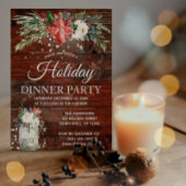 冬の素朴ホリデーライツフローラディナーパーティー 招待状