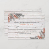 冬の素朴ホワイトウォッシュウッドウェディングRSVP 出欠カード (正面/裏面)