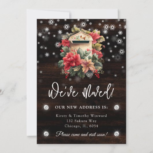 冬の素朴メールボックス引っ越しましたニューホーム 案内状 (正面)