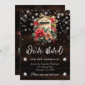 冬の素朴メールボックス引っ越しましたニューホーム 案内状 (正面/裏面)