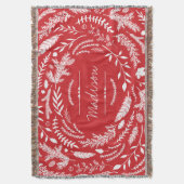 冬の素朴モノグラム スローブランケット (正面縦)