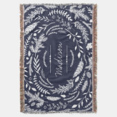 冬の素朴モノグラム スローブランケット (正面縦)