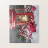 冬の素朴ランタンクリスマスホリデーズ雪 ジグソーパズル (縦)