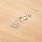 冬の素朴ランタン透明リハーサルディナー アクリル招待状 (レイダウン)