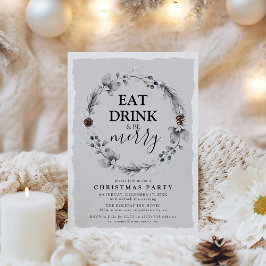 冬の素朴リースクリスマスパーティー 招待状