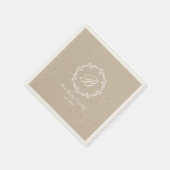 冬の素朴リースファミリー名クリスマスパーティー スタンダードカクテルナプキン (角)