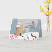 冬の素朴ワンダーランドの歩く カード (黄色い花)